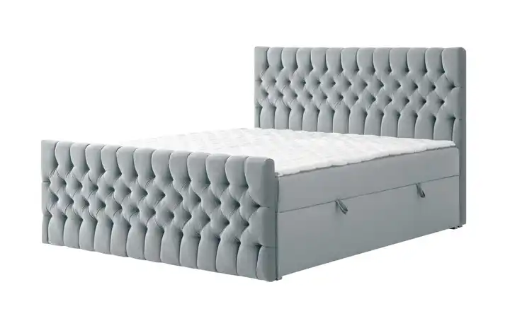 Boxbett mit Bettkasten und Fußteil Belek King Silbergrau 200 cm