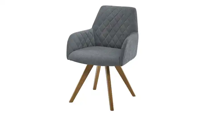 Woodford Esszimmerstuhl Bristol 1 Grau Webstoff Steppung innen Wildeiche Armlehne