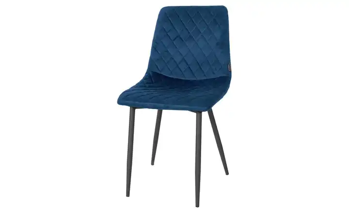 Esszimmerstuhl  mit Samtbezug Telde Samt Blau, Schwarz