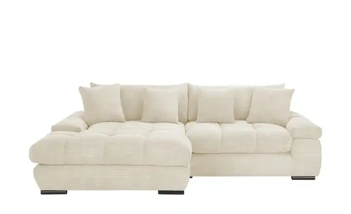 bobb Ecksofa mit trendigem Cordbezug Hella links Creme