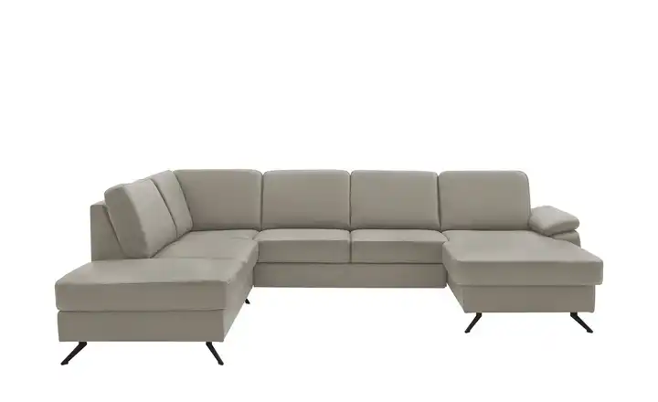 meinSofa Wohnlandschaft mit Sitz- und Rückenbezug aus Leder Kathi Greige links ohne