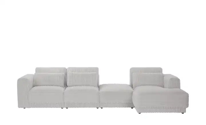 switch Ecksofa in modernem Breitcord Torrino Silbergrau rechts