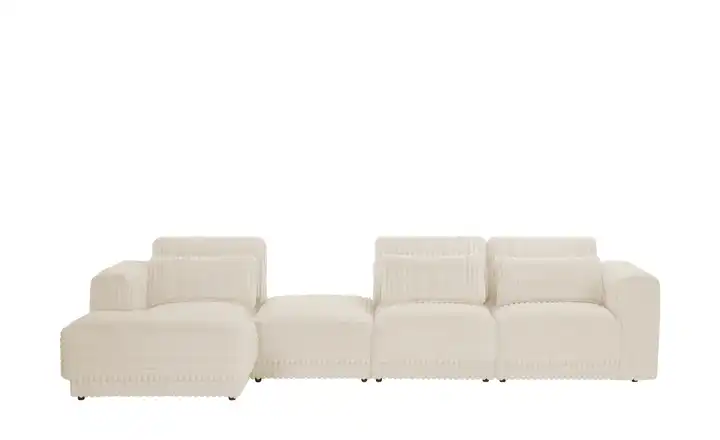 switch Ecksofa in modernem Breitcord Torrino Creme links