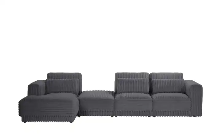 switch Ecksofa in modernem Breitcord Torrino Dunkelgrau links