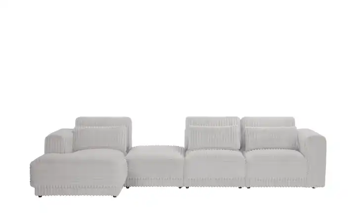 switch Ecksofa in modernem Breitcord Torrino Silbergrau links