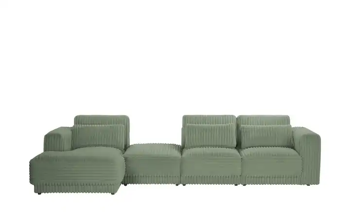 switch Ecksofa in modernem Breitcord Torrino Olivgrün links