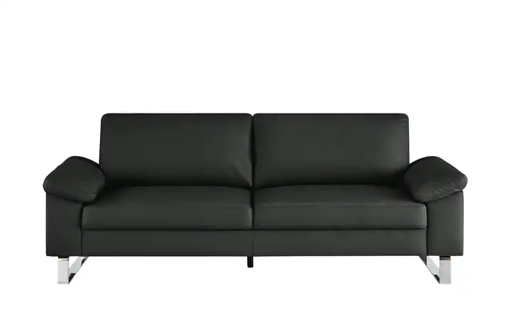 Max Schelling Ledersofa aus Echtleder Maximum 3 Kufengestell verchromt, glänzend Schwarz