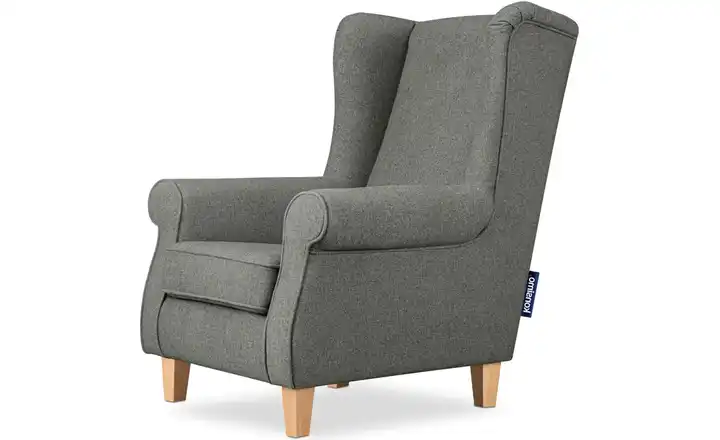 KONSIMO Ohrensessel Miles Webstoff Grau Buche