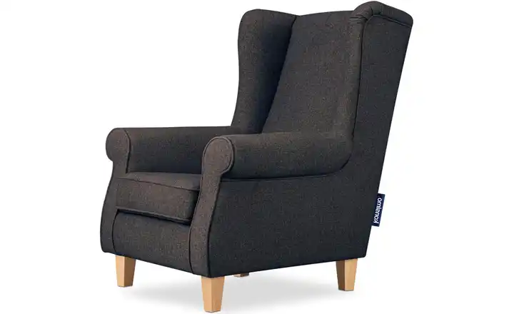 KONSIMO Ohrensessel Miles Webstoff Braun Buche