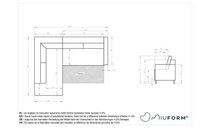 Miuform Ecksofa mit Schlaffunktion  