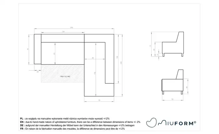 Miuform Ecksofa mit Schlaffunktion  