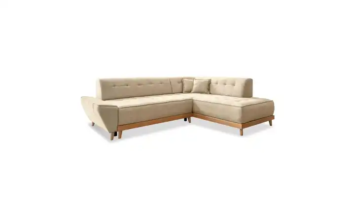 Miuform Ecksofa mit Schlaffunktion Beige rechts