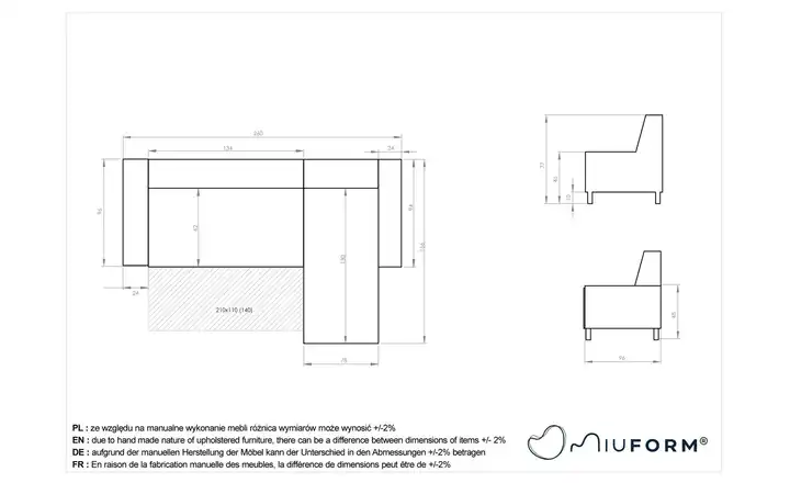 Miuform Ecksofa beidseitig montierbar  