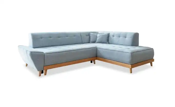 Miuform Ecksofa mit Schlaffunktion Hellblau rechts