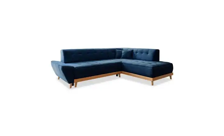 Miuform Ecksofa mit Schlaffunktion Marineblau rechts