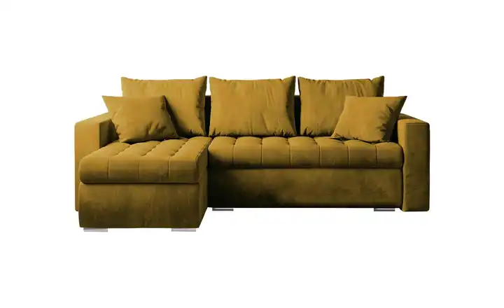 Ecksofa mit Schlaffunktion Senfgelb links