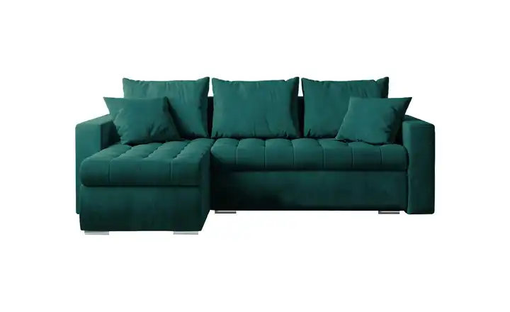 Ecksofa mit Schlaffunktion Dunkelgrün links