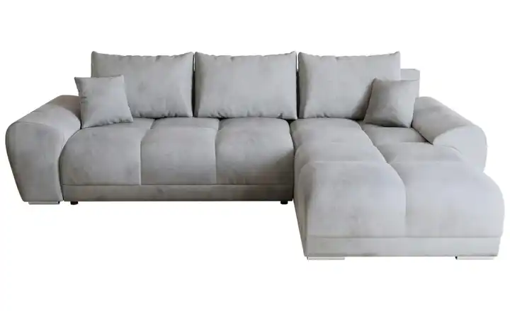 Ecksofa mit Schlaffunktion Hellgrau rechts