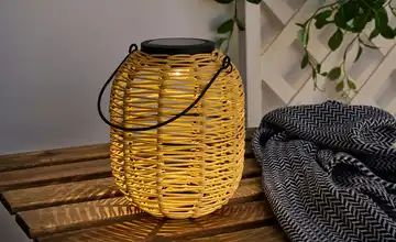  Solar-Tischleuchte, Laterne´ Rattan beige  