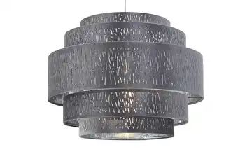 Pendelleuchte, 1-flammig, Stoffschirm grau/silber