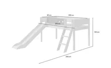 FLEXA Halbhohes Bett mit Rutsche 90x200 weiß Flexa White