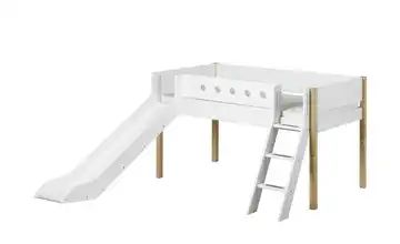 FLEXA Halbhohes Bett mit Rutsche 90x200 weiß Flexa White