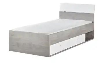Bettgestell 90x200 - weiß - Beton (Optik) Milow