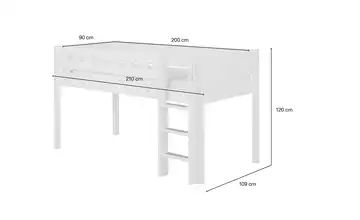 FLEXA Halbhohes Bett 90x200 weiß Flexa White