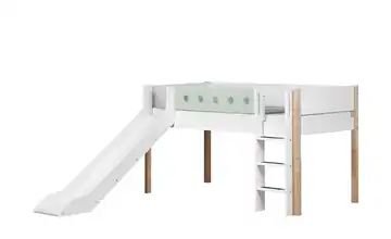 FLEXA Halbhohes Bett mit Rutsche 90x200 weiß Flexa White