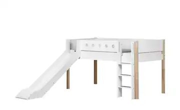 FLEXA Halbhohes Bett mit Rutsche 90x200 weiß Flexa White