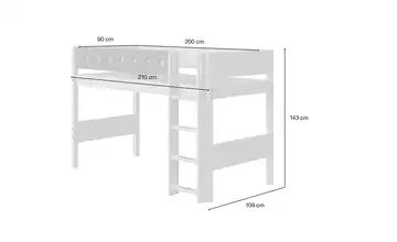 FLEXA Mittelhohes Bett 90x200 weiß Flexa White
