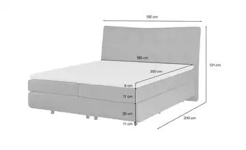 Boxspringbett 180x200 - grau King