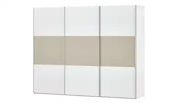 Schwebetürenschrank Ensenso Weiß Weiß / Sand (Beige) 298 cm