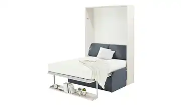 nehl Schrankbett 2weiRaumWunder Blau, Weiß 140 cm Schrankbett mit Anbausofa Komfortschaumkern