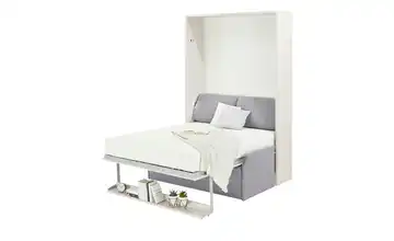 nehl Schrankbett 2weiRaumWunder Hellgrau, Weiß 160 cm Schrankbett mit Anbausofa Komfortschaumkern