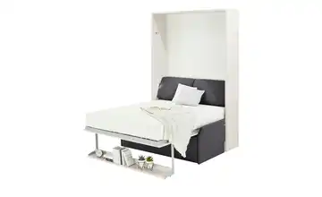 nehl Schrankbett 2weiRaumWunder Anthrazit, Weiß 160 cm Schrankbett mit Anbausofa Komfortschaumkern