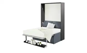 nehl Schrankbett 2weiRaumWunder 160 cm Schrankbett Dunkelgrau Bonnellfederkern Blau