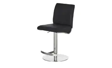 Barhocker Vittoria Leder Gestell rund Schwarz