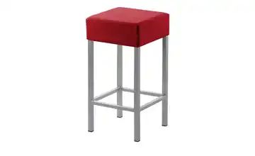 Tresenhocker Metall perlsilber Leder rot, Cubus