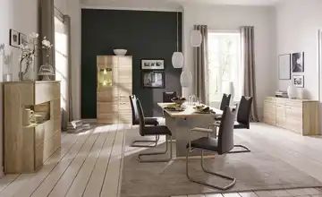 Wohnwert Esstisch Wildeiche funiert 180(280)x90 cm, Wangentisch