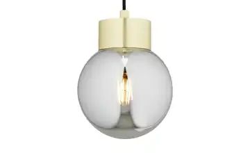 Pendelleuchte, 1-flammig, messing-matt mit Rauchglas