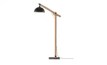 Stehleuchte, 1-flammig, Metall schwarz/ Holz
