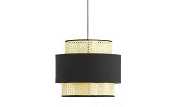 HOME STORY Pendelleuchte, 1-flammig, schwarz/ Rattanoptik