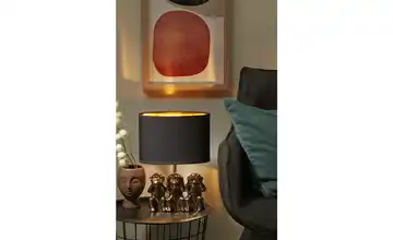 Keramik-Tischleuchte, 1-flammig, goldfarbig `3 Affen`  for friends