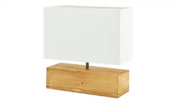  Tischleuchte, 1-flammig, Holz/ Stoffschirm weiß 