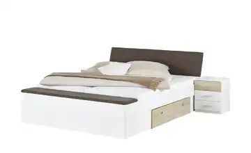 Bettanlage 180x200 - weiß/braun - Eiche (Optik) Norwich