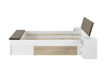 Bettanlage 180x200 - weiß/braun - Eiche (Optik) Norwich