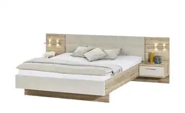 uno Bettanlage mit Beleuchtung 180x200 - creme - Eiche (Optik) Paris