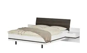 Bettanlage 3-teilig 90x200 - weiß/braun - Eiche (Optik) Concept me