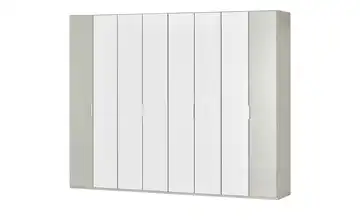 Wohnwert Falttürenschrank  Forum Weiß / Kieselgrau Weiß, Grau 300 cm 216 cm 1 Außenpaneel je Seite abgesetzt